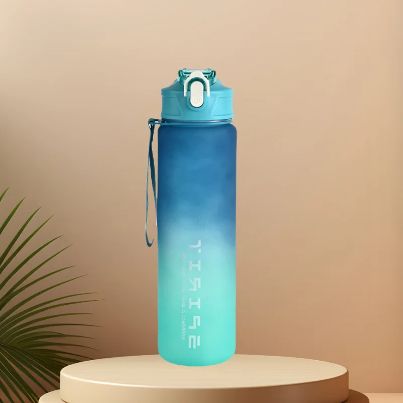 Sports Water Bottle with Time-Tracking Straw Leak Proof Locking Flip Cover for Easy Carry Ideal for Outdoor Adventures