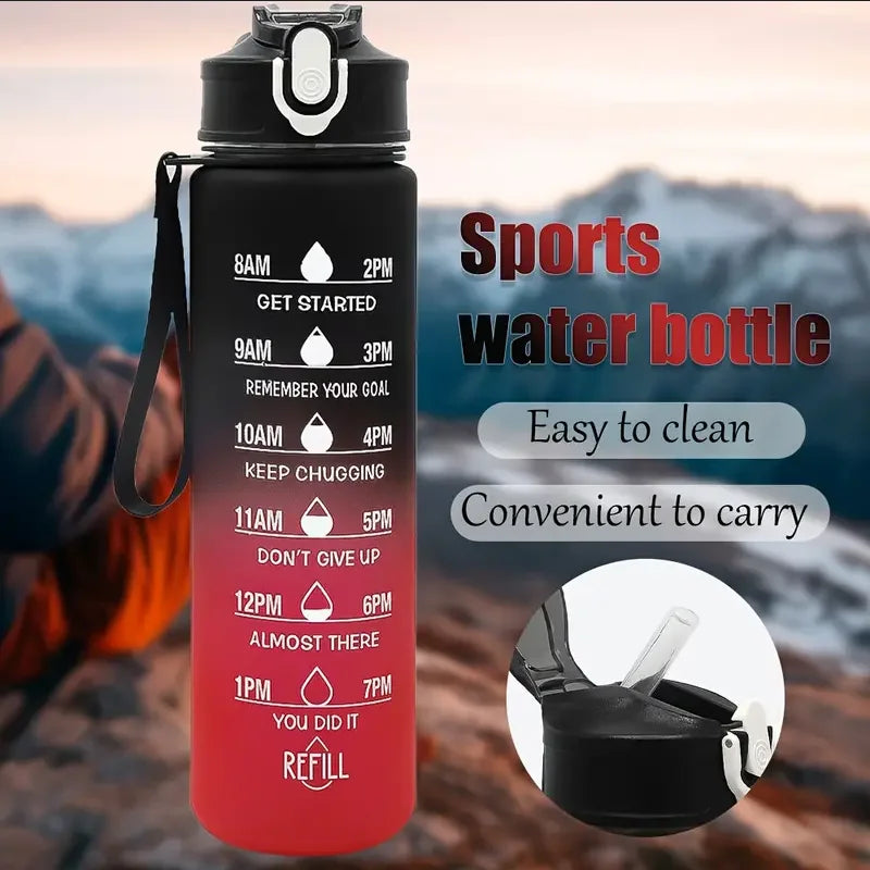 Sports Water Bottle with Time-Tracking Straw Leak Proof Locking Flip Cover for Easy Carry Ideal for Outdoor Adventures