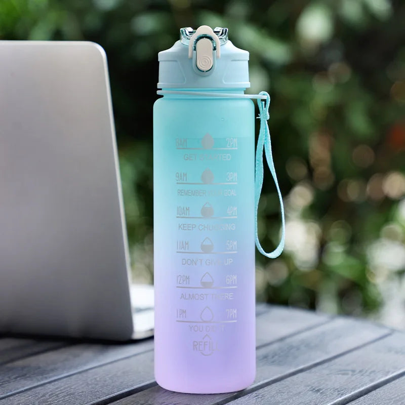 Sports Water Bottle with Time-Tracking Straw Leak Proof Locking Flip Cover for Easy Carry Ideal for Outdoor Adventures