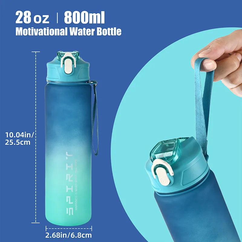 Sports Water Bottle with Time-Tracking Straw Leak Proof Locking Flip Cover for Easy Carry Ideal for Outdoor Adventures