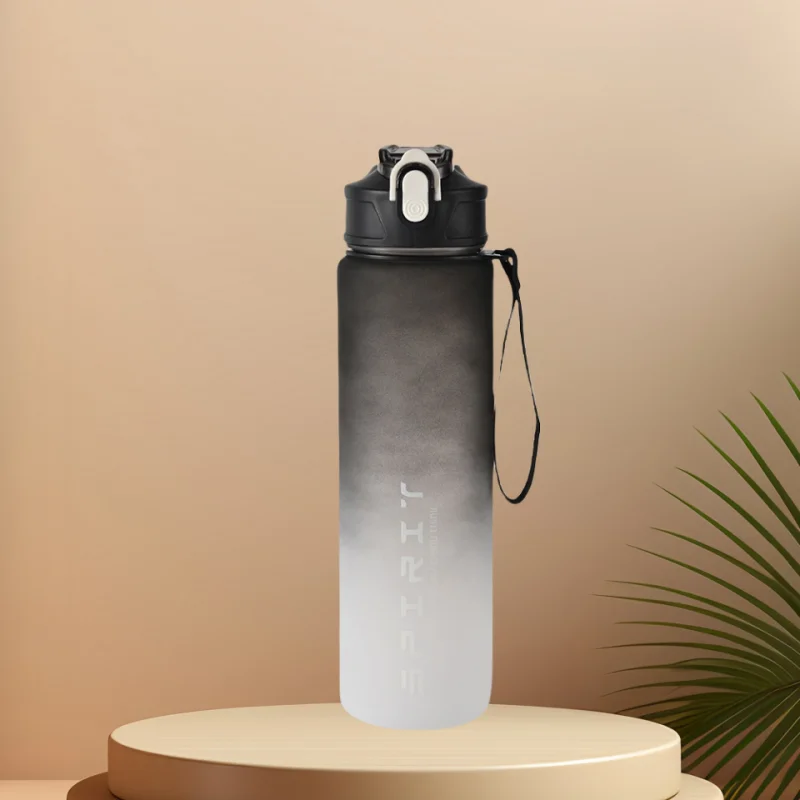 Sports Water Bottle with Time-Tracking Straw Leak Proof Locking Flip Cover for Easy Carry Ideal for Outdoor Adventures