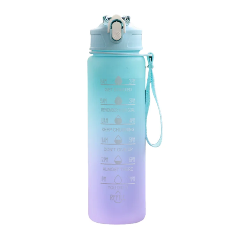 Sports Water Bottle with Time-Tracking Straw Leak Proof Locking Flip Cover for Easy Carry Ideal for Outdoor Adventures