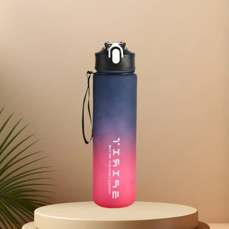 Sports Water Bottle with Time-Tracking Straw Leak Proof Locking Flip Cover for Easy Carry Ideal for Outdoor Adventures